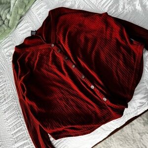 Red Button-Up Cardigan